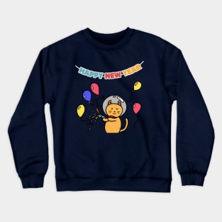 cat New year party girlfriend couple Crewneck Sweatshirt